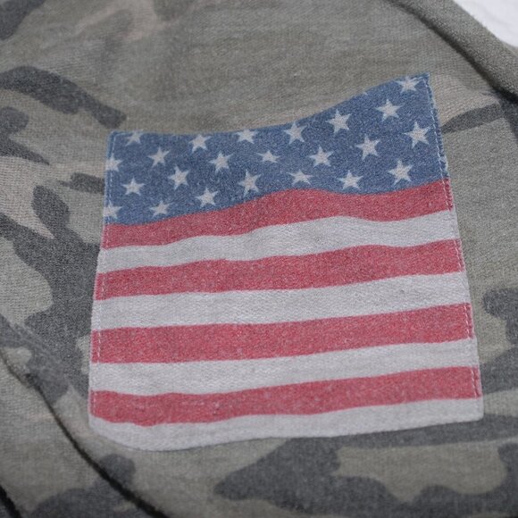 Oversized Distressed 12AM by Mon Ami USA Womens Camo Shirt Medium Green Flag - Picture 6 of 8